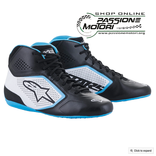 Scarpe Alpinestars Tech-1 K Start V2 Nero/Bianco Azzurro