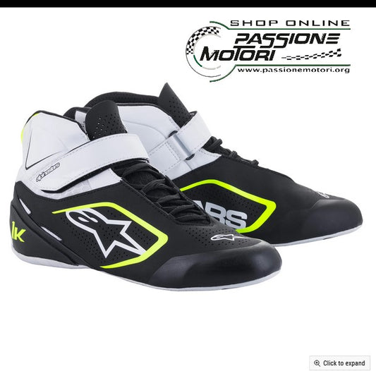 Scarpe Alpinestars Tech-1 K V2 Nero/Bianco/Giallo Fluo
