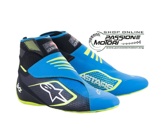 Scarpe Alpinestars KZ V2 Nero/Azzurro/Giallo Fluo