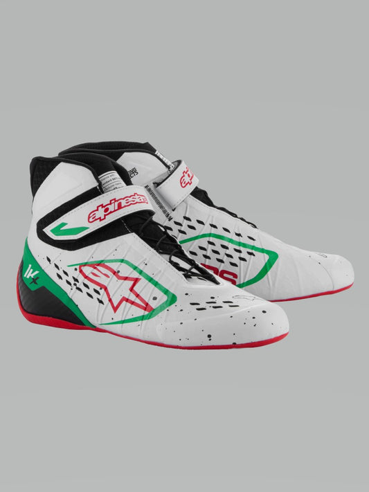 Scarpe Alpinestars Tech-1 KX V3 Omologa FIA Bianche Verdi Fluo
