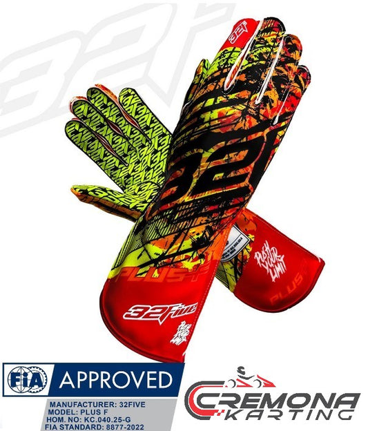 Guanto "PLUS F" - PUSH YOUR LIMIT - Black/Neon Fire